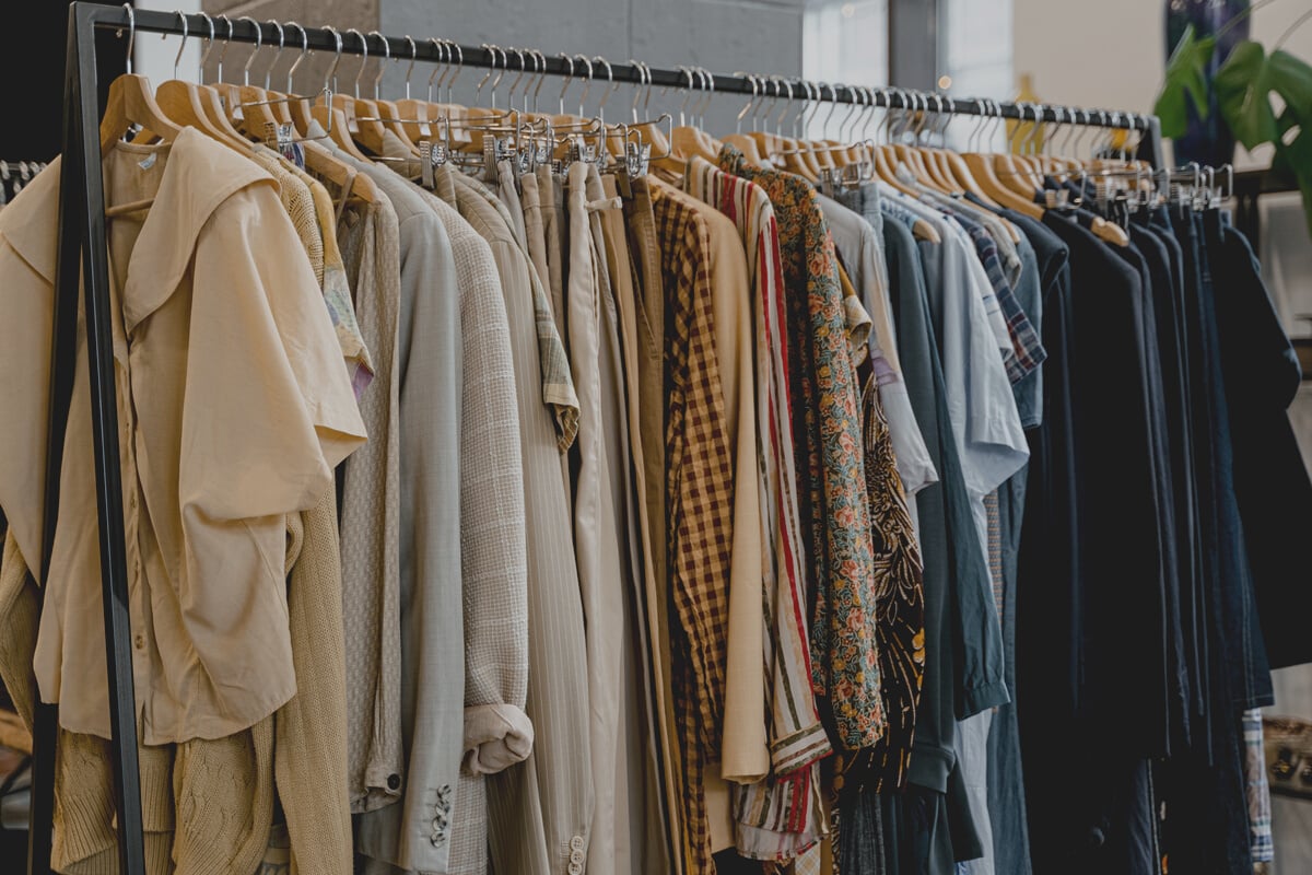 Clothes Hanging in a Rack